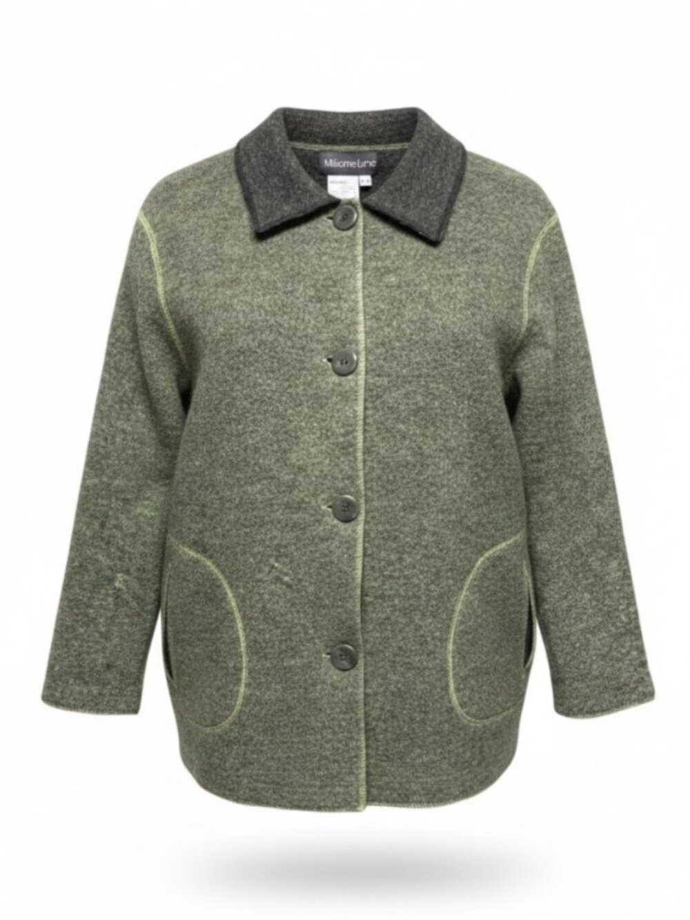 Melanie Lyne Green Wool Fall Career Jacket Blazer Shacket Size Medium